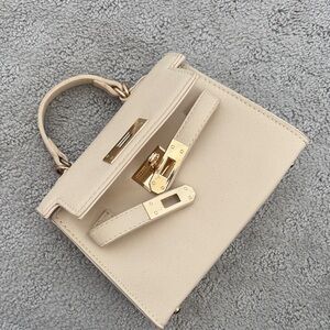 Fashion Nova Cream Mini Bag with Gold Hardware